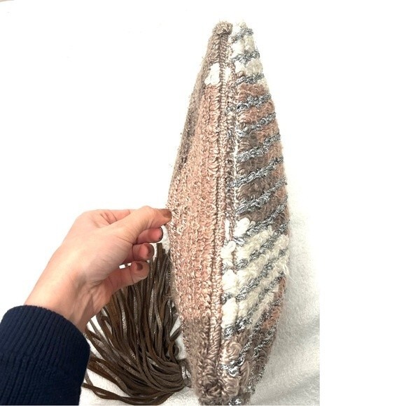 Anthropologie Jasper Jeera Woven Leather Tassled Clutch NWOT - Picture 8 of 13